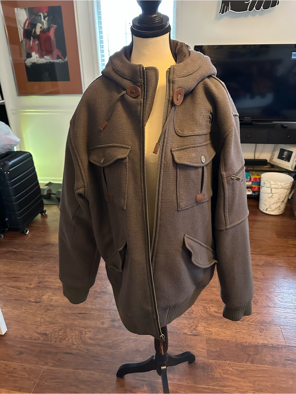 The North Face Chest-Pocket Hooded Field Jacket in Cocoa Brown